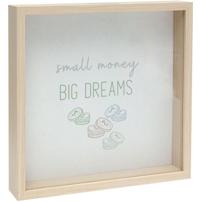 Deknudt drevená pokladnička na peniaze S68VD1 prírodná 18x18 cm