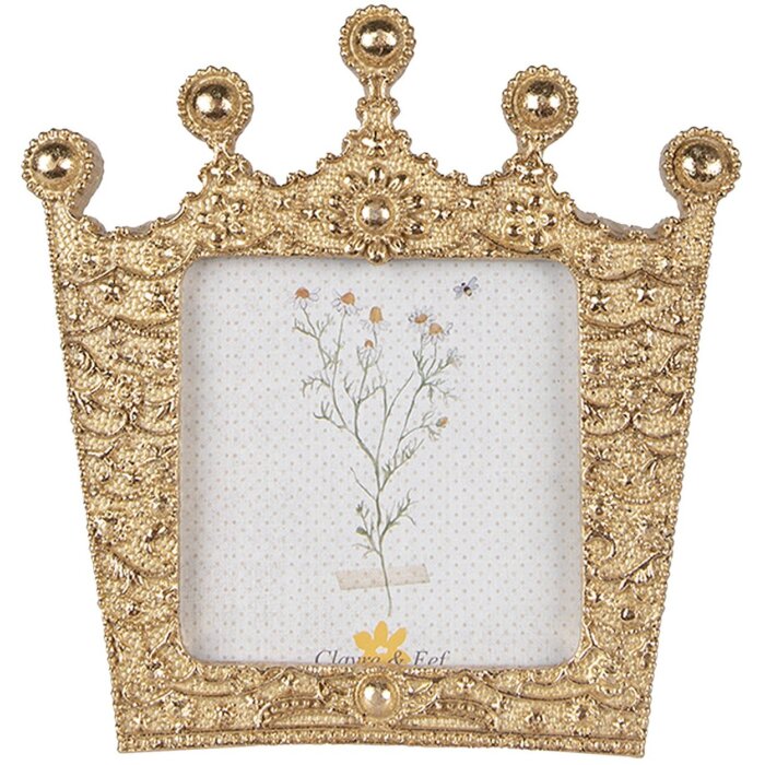 Clayre & Eef 2F1026 Fotorámik 12x2x12 cm - 7x7 cm Zlatá korunka