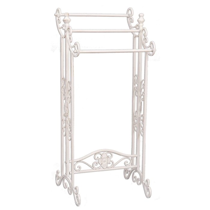 Clayre & Eef 4Y0224W Držiak na uteráky pre hostí 40x37x91 cm biely obdĺžnik