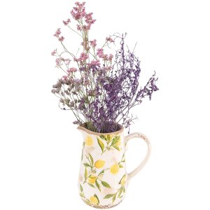 Clayre & Eef 6CE1530M Dekoratívny džbán džbán 16x11x18 cm keramický motív citrón žltá