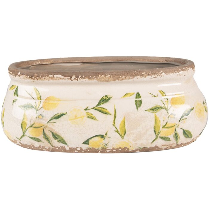 Clayre & Eef 6CE1531M Dekorácia Kvetináč 23x10x9 cm Žltý ovál