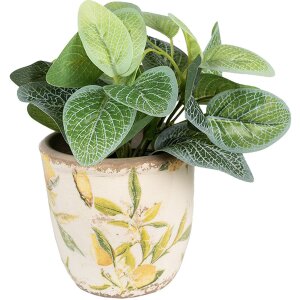 Clayre & Eef 6CE1532M Dekorácia Kvetináč Ø 14x13 cm žltá