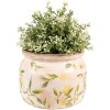 Clayre & Eef 6CE1535L Kvetináč keramický Ø 20x15 cm žltý béžový Vintage