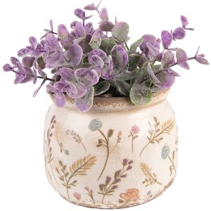 Clayre & Eef 6CE1551S Dekorácia Kvetináč Ø 12x9 cm Ružová - zelená