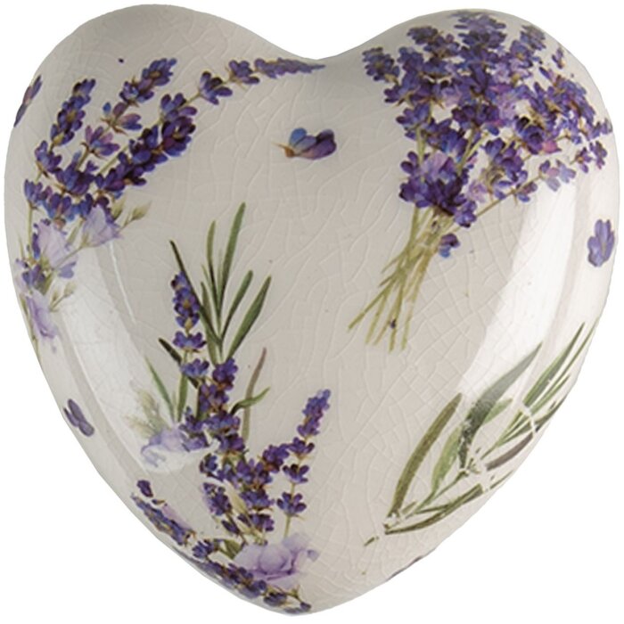 Clayre & Eef 6CE1554M Dekorácia Srdce 8x8x4 cm Fialová - zelená