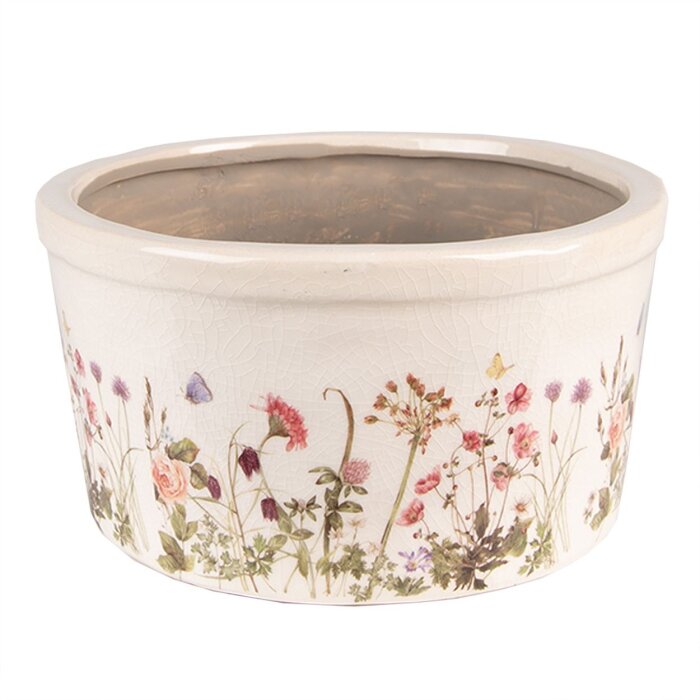 Clayre & Eef 6CE1556L Dekorácia kvetináč Ø 19x10 cm Ružová - béžová