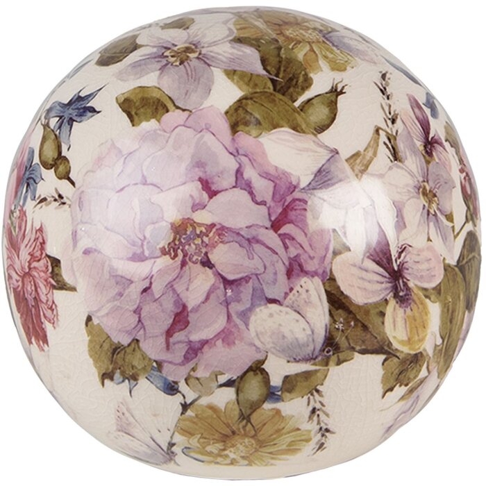 Clayre & Eef 6CE1560M Dekoračná guľa keramická ružovo-béžová Ø 12x11 cm okrúhla