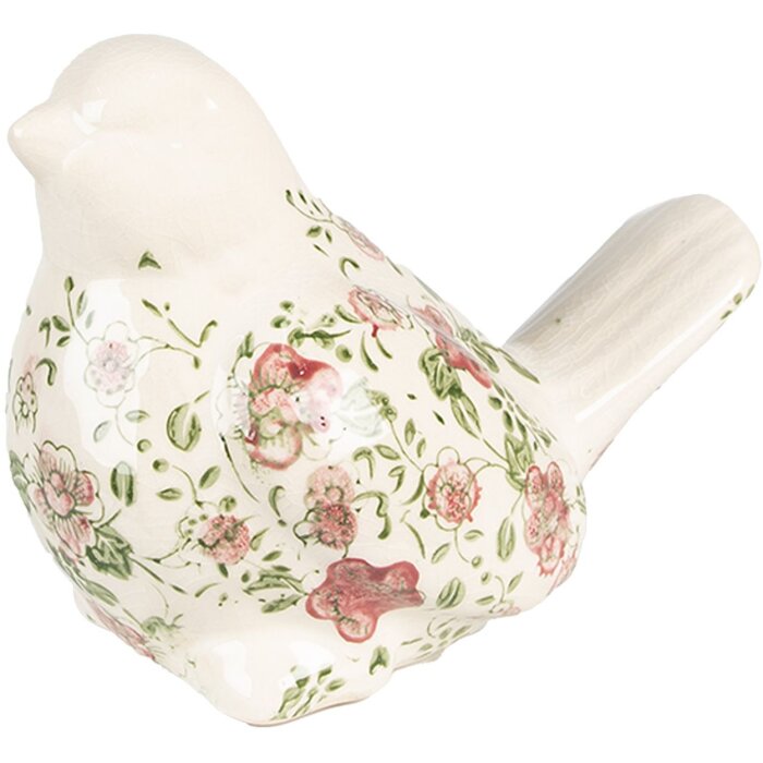 Clayre & Eef 6CE1567L Dekorácia Vták 19x11x14 cm Ružová - béžová