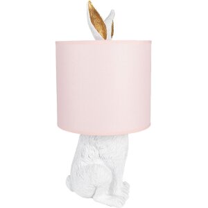 Clayre & Eef 6LMC0013WP Stolná lampa Rabbit Ø20x43 cm E27 60W biela ružová