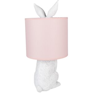 Clayre & Eef 6LMC0013WP Stolná lampa Rabbit Ø20x43 cm E27 60W biela ružová