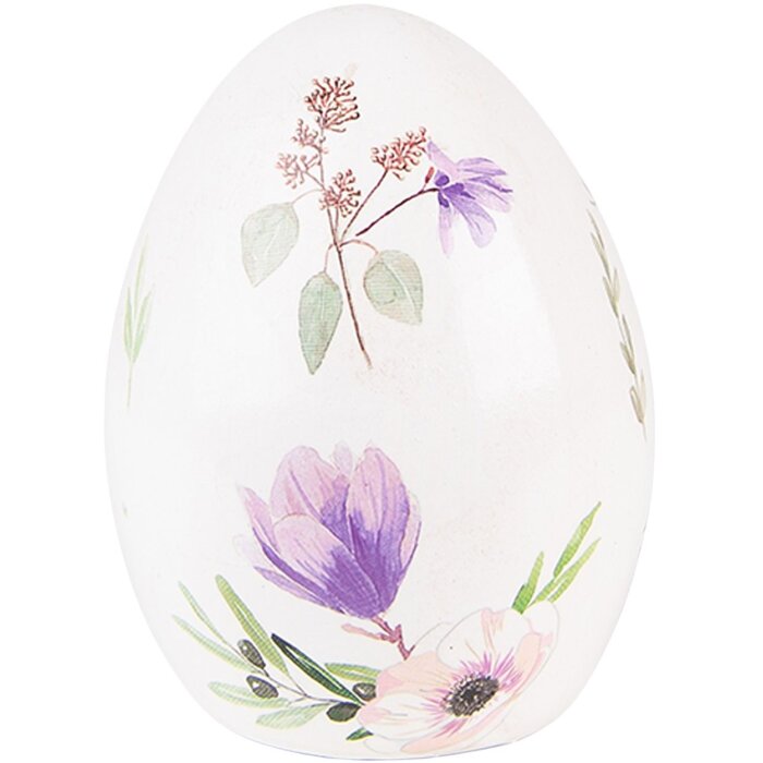 Clayre & Eef 6PR3630 Dekorácia vajíčko 7x7x10 cm biela - fialová