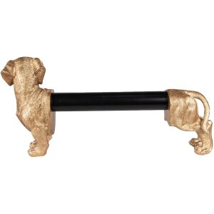 Clayre & Eef 6PR3637 Držiak na kuchynské rolky Dog Gold Black 46x15x21 cm