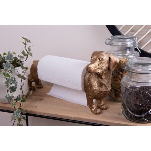 Clayre & Eef 6PR3637 Držiak na kuchynské rolky Dog Gold Black 46x15x21 cm