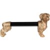 Clayre & Eef 6PR3637 Držiak na kuchynské rolky Dog Gold Black 46x15x21 cm