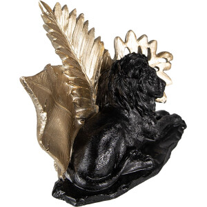 Clayre & Eef 6PR3817 Dekorácia Lev 23x13x16 cm čierna - zlatá farba