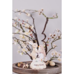 Clayre & Eef 6PR3826 Dekorácia Králik a kuriatko 8x8x13 cm béžová - hnedá