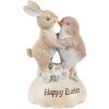 Clayre & Eef 6PR3826 Dekorácia Králik a kuriatko 8x8x13 cm béžová - hnedá