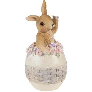 Clayre & Eef 6PR3832 Dekorácia králik 6x6x13 cm béžová - hnedá