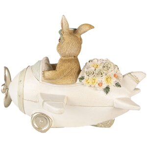 Clayre & Eef 6PR3838 Dekorácia králik 15x11x12 cm béžová - hnedá