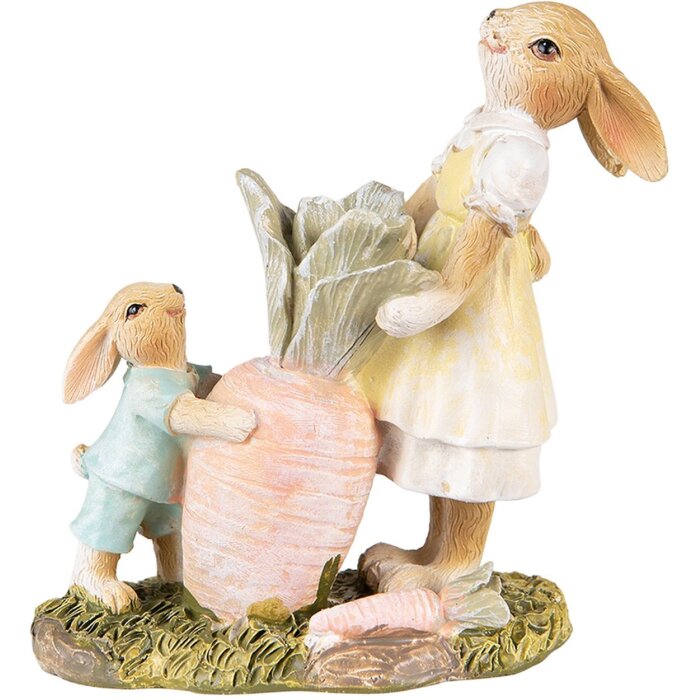Clayre & Eef 6PR3844 Dekorácia Králik 12x6x13 cm Hnedá - žltá