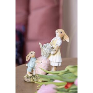 Clayre & Eef 6PR3844 Dekorácia Králik 12x6x13 cm Hnedá - žltá