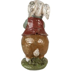 Clayre & Eef 6PR3875 Dekorácia králik 9x12x22 cm béžová - červená