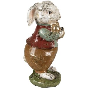 Clayre & Eef 6PR3875 Dekorácia králik 9x12x22 cm béžová - červená