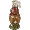 Clayre & Eef 6PR3875 Dekorácia králik 9x12x22 cm béžová - červená