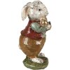 Clayre & Eef 6PR3875 Dekorácia králik 9x12x22 cm béžová - červená