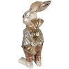 Clayre & Eef 6PR3881 Dekorácia králik 6x7x14 cm béžová - zlatá farba