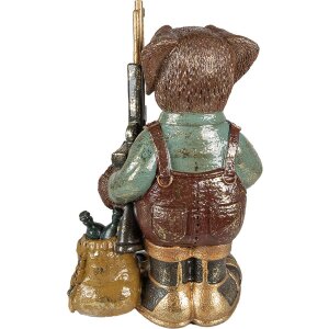 Clayre & Eef 6PR3883 Dekorácia Pes 20x13x32 cm Hnedá - zelená