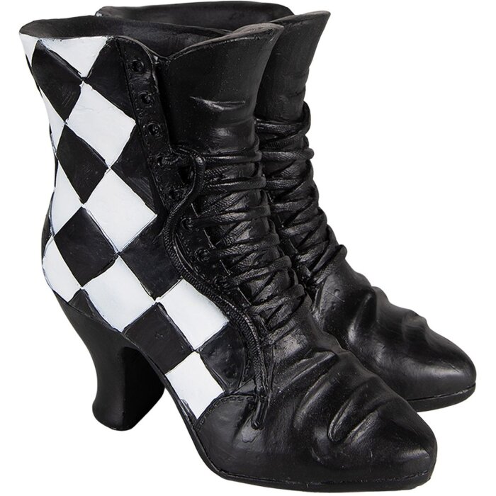 Clayre & Eef 6PR3890 Dekoračné topánky 15x12x15 cm čierna - biela