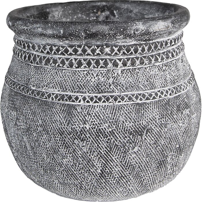 Clayre & Eef 6TE0468M Kvetináč Ø 21x19 cm sivý okrúhly