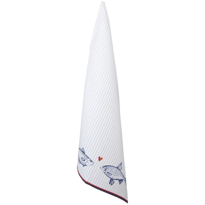 Clayre & Eef SSF42-2 Kuchynská utierka 50x70 cm biela - modrý obdĺžnik