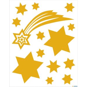 HERMA 15545 Sada okenných samolepiek Vianočné hviezdy zlaté 44 kusov