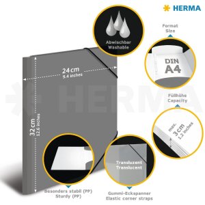 HERMA 19655 Zakladač A4 PP neónovo žltý Odolné elastické zapínanie