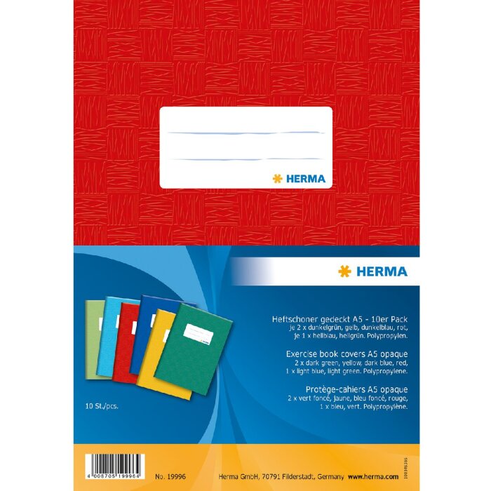 HERMA 19996 Súprava chráničov na brožúry A5 10 ks s bastovou štruktúrou, ktoré sa dajú utierať