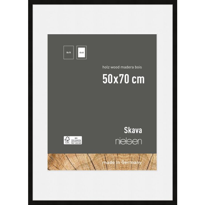Nielsen drevený obrazový rám Skava čierny 50x70 cm passe-partout 40x60 cm