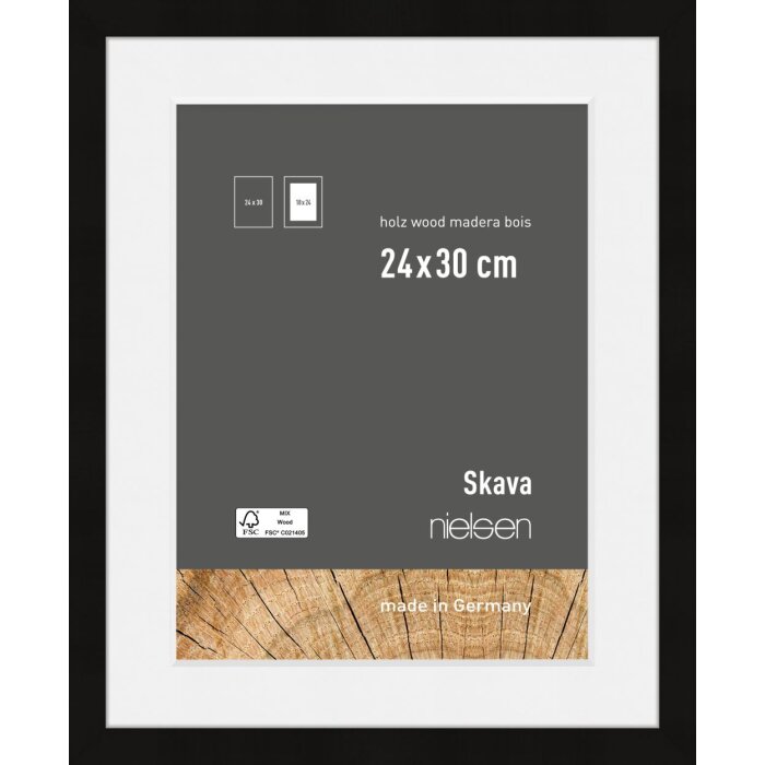 Nielsen drevený rám obrazu Skava čierny 24x30 cm s paspartou 18x24 cm