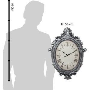 Clayre & Eef 5KL0236 Nástenné hodiny strieborné béžové 56x6x76 cm - 1xAA