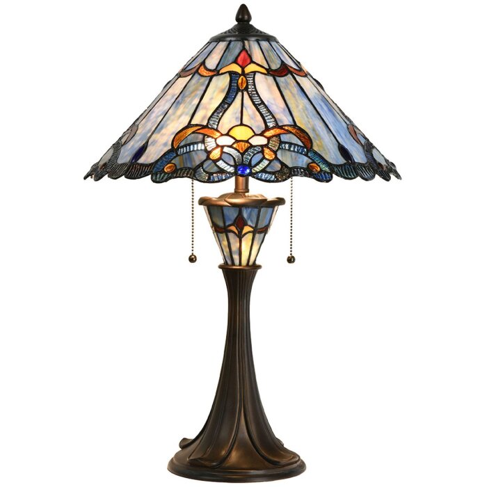 LumiLamp 5LL-6313 Tiffany stolová lampa modrá Ø 40x61 cm E27-max 2x60W