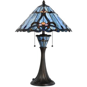 LumiLamp 5LL-6313 Tiffany stolová lampa modrá Ø 40x61 cm E27-max 2x60W