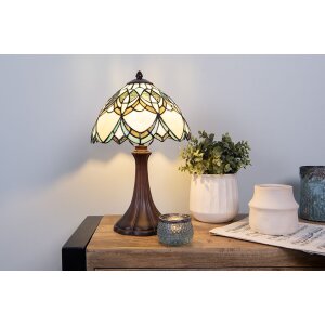 LumiLamp 5LL-6334 Tiffany stolová lampa Béžová Ø 25x42 cm E14-max 1x40W