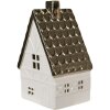 Clayre & Eef 6CE1597L Dekorácia Domček s LED diódou béžová, zlatá farba 10x8x16 cm