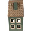 Clayre & Eef 6CE1601 Sviečka na vianočnú chalúpku zelenohnedá 9x8x15 cm
