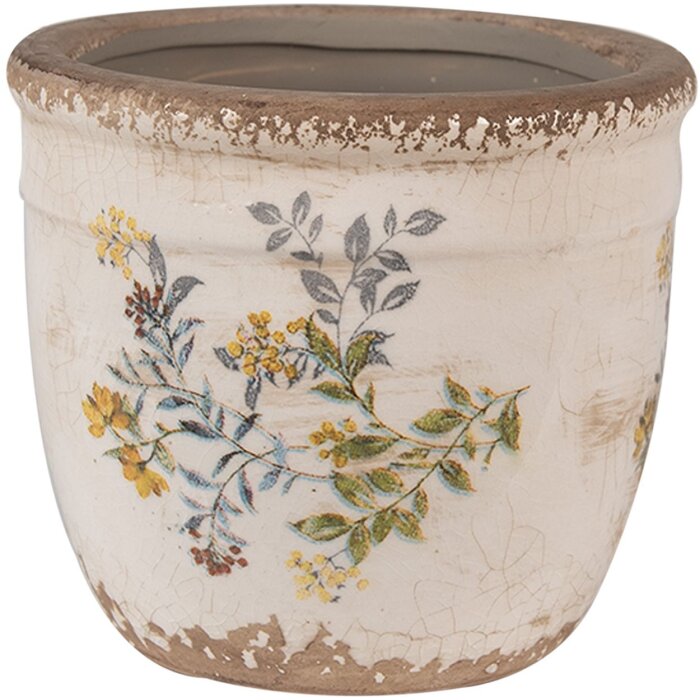 Clayre & Eef 6CE1607S Kvetináč do interiéru béžový žltý Ø 13x11 cm