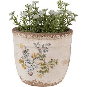 Clayre & Eef 6CE1607S Kvetináč do interiéru béžový žltý Ø 13x11 cm