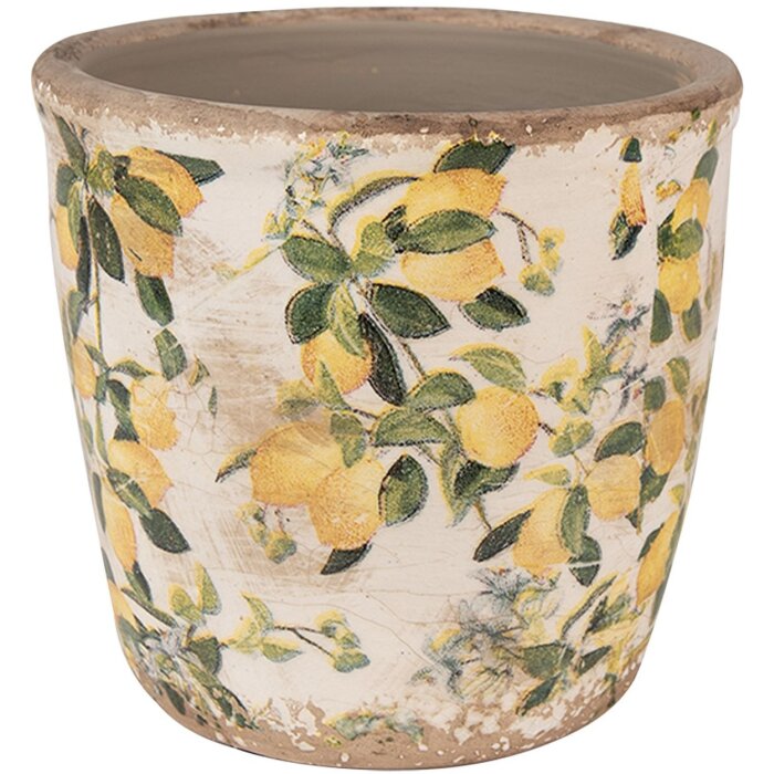 Clayre & Eef 6CE1609S Kvetináč do interiéru béžový žltý Ø 13x12 cm