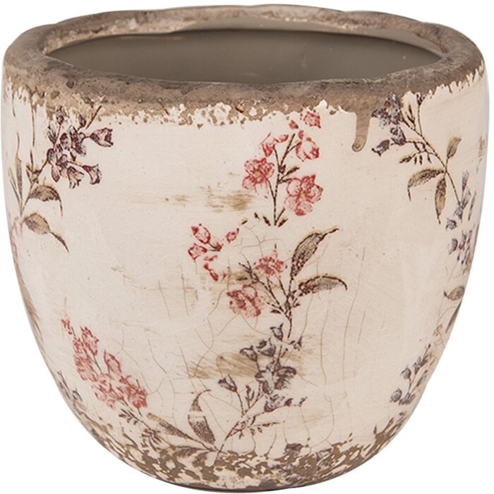 Clayre & Eef 6CE1615S Kvetináč do interiéru béžovo-ružový Ø 13x11 cm