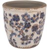 Clayre & Eef 6CE1619L Kvetináč do interiéru béžovo modrý Ø 17x16 cm